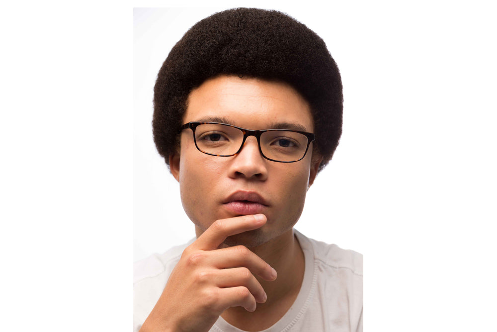 Man Wearing Tortoise Shell Computer Glasses Readers