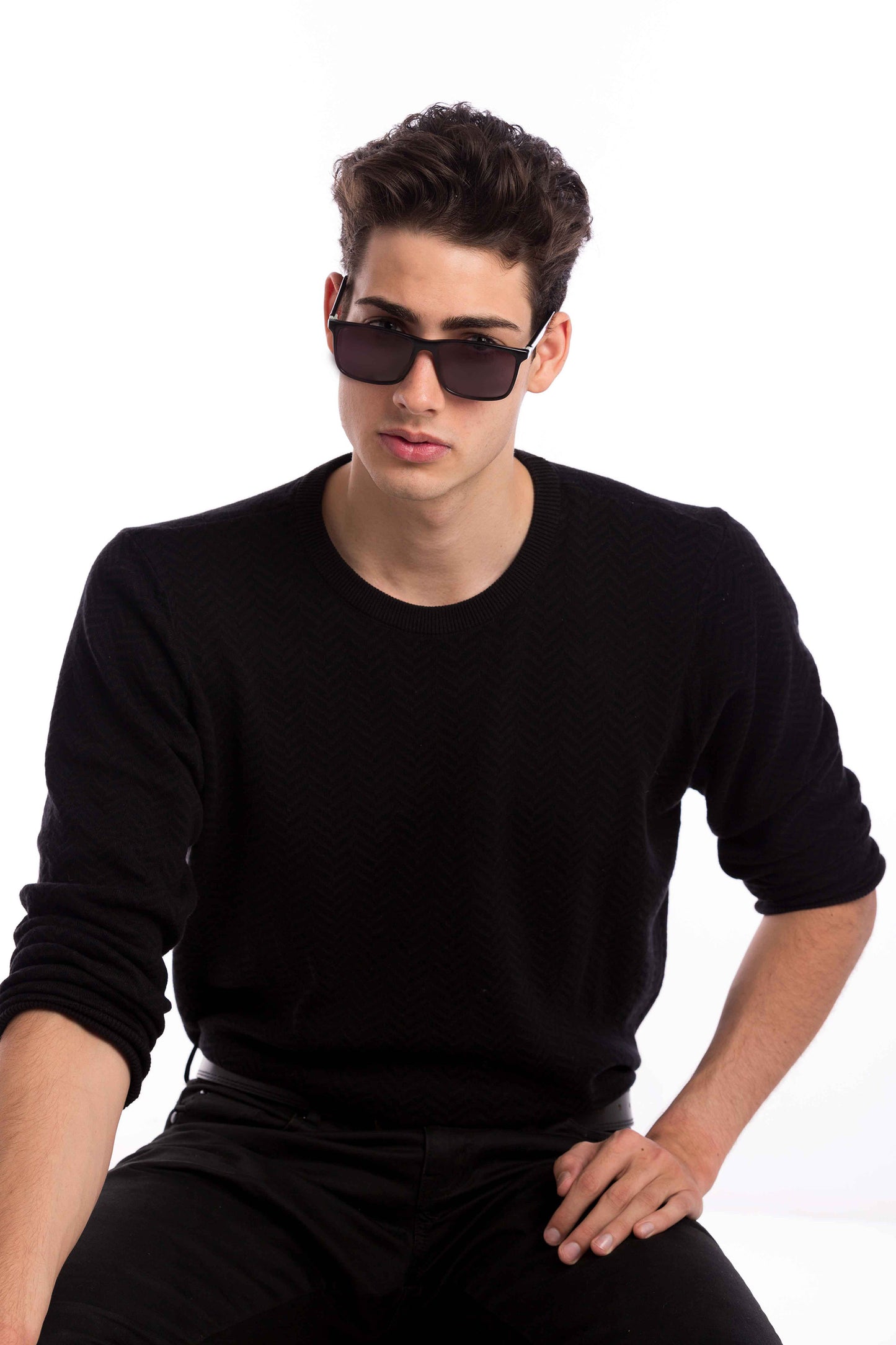 Man Wearing Brooklyn Sunglasses (Grey)