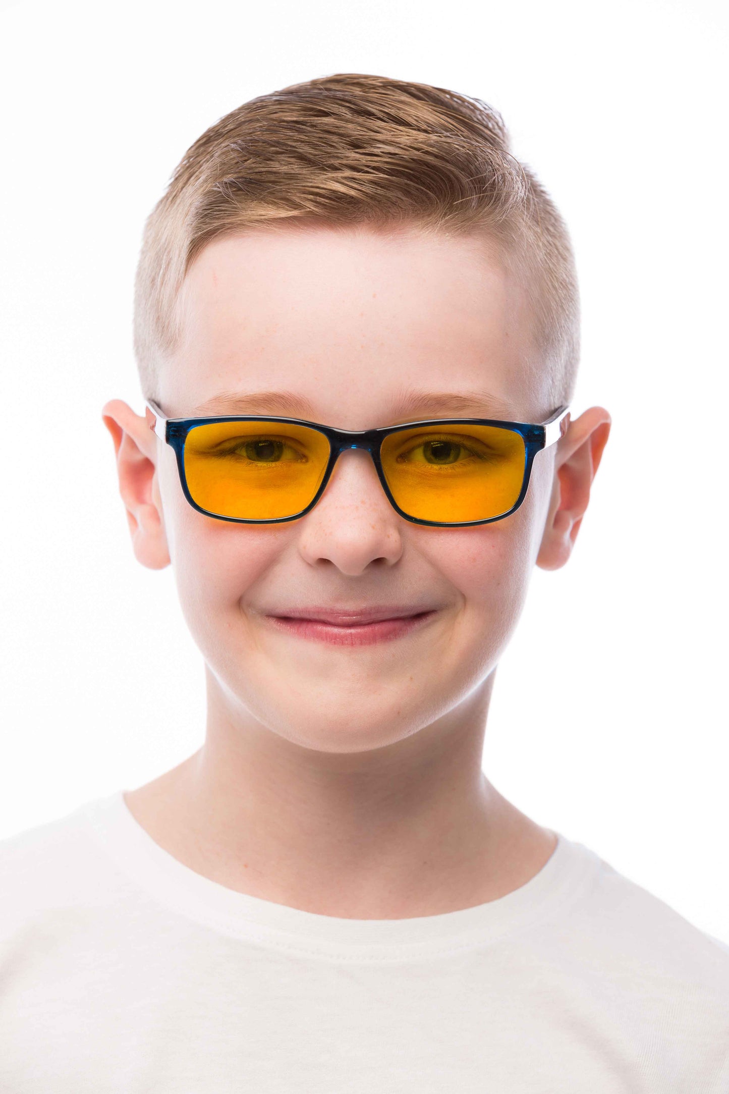 Boy Wearing Theo Light Sensitivity Glasses