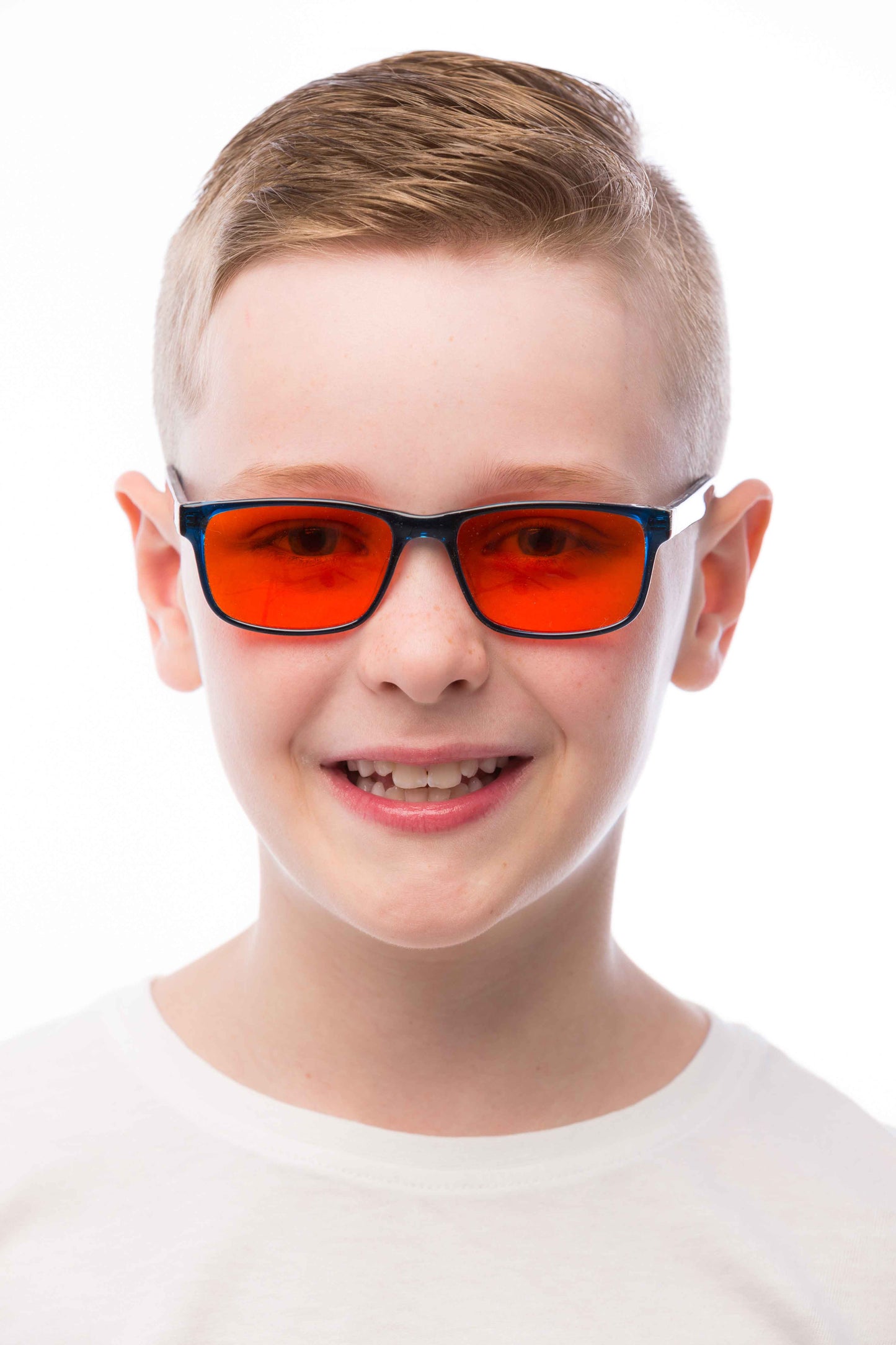 Boy Wearing Theo Blue Light Blocking Glasses Readers